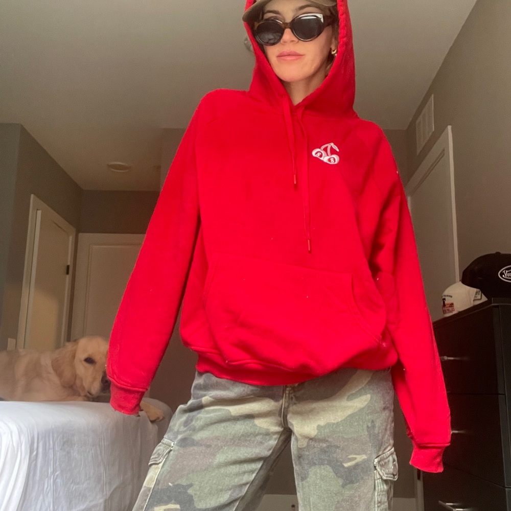 Red Hoodie with Embroidered Logo